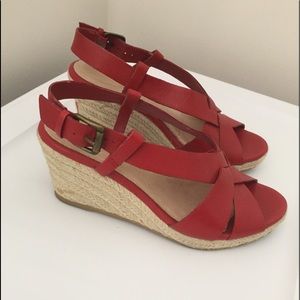 Lands end leather espadrilles beautiful red